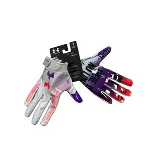 Under Armour Womens LG UA F8 Football Gloves Purple Pink GlueGrip Athletic Sport